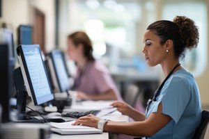 Bildschirmarbeit, Foto: Adobe Stock/Aipera Frau am Bildschirm